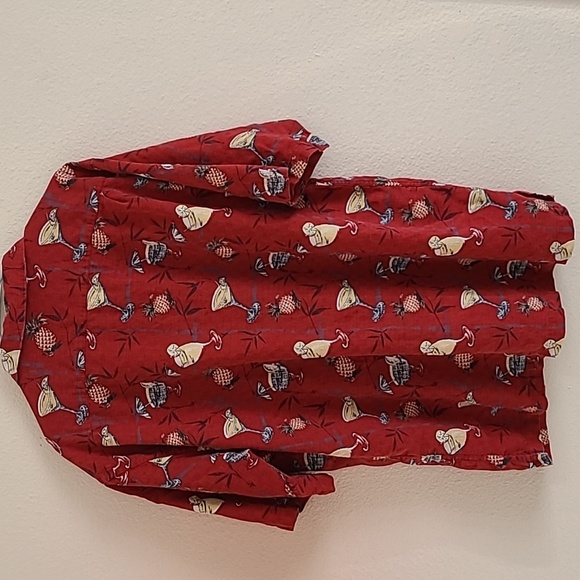 Palm Island Hawaiian Shirt Tropical Cocktail Cruise Resort Shirt Men's XXL Red - Picture 6 of 6